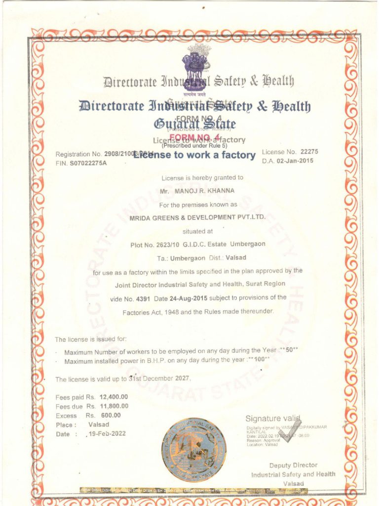factory act. lic. up to 2027